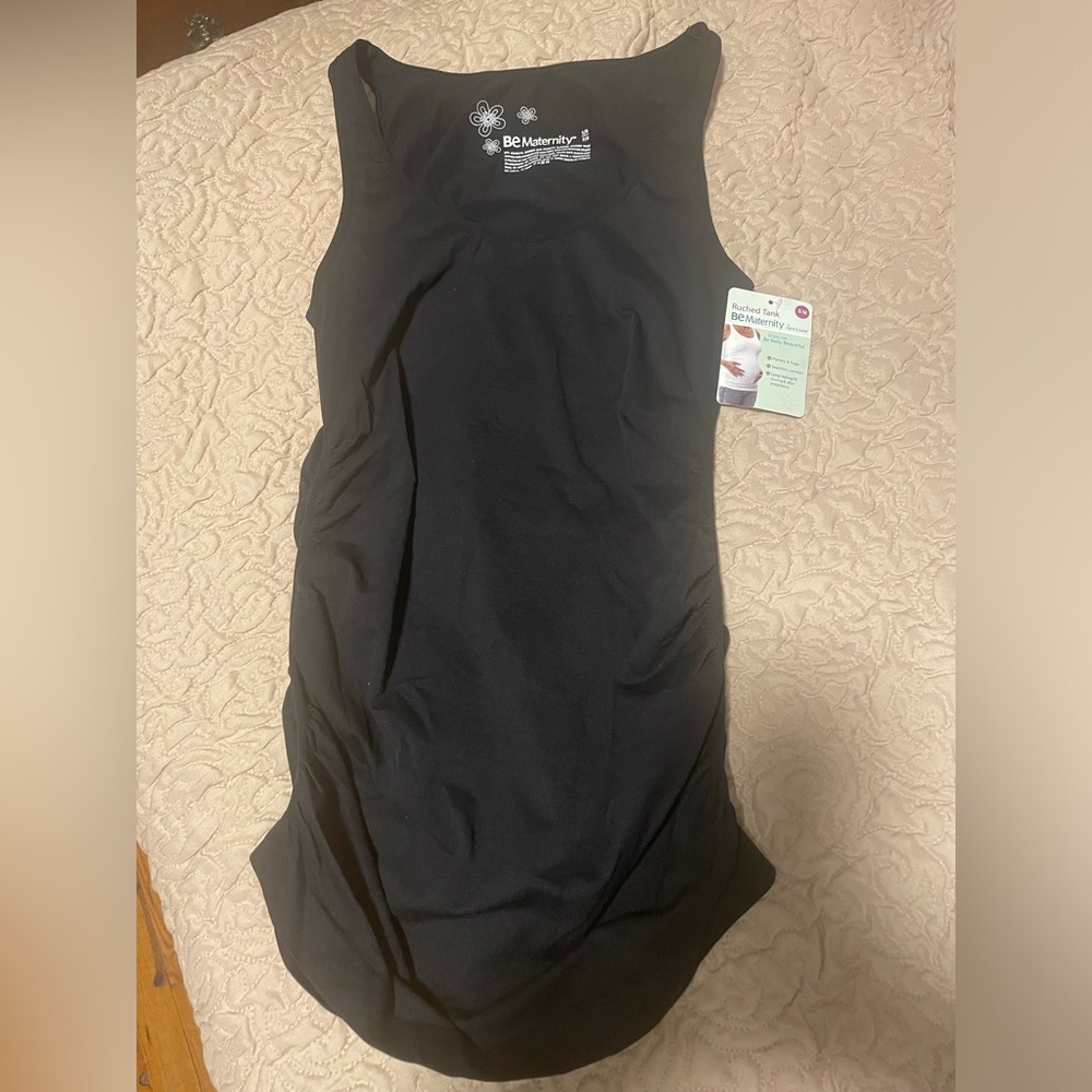 Be Maternity Ruched Tank Black Spandex, Women’s S/M